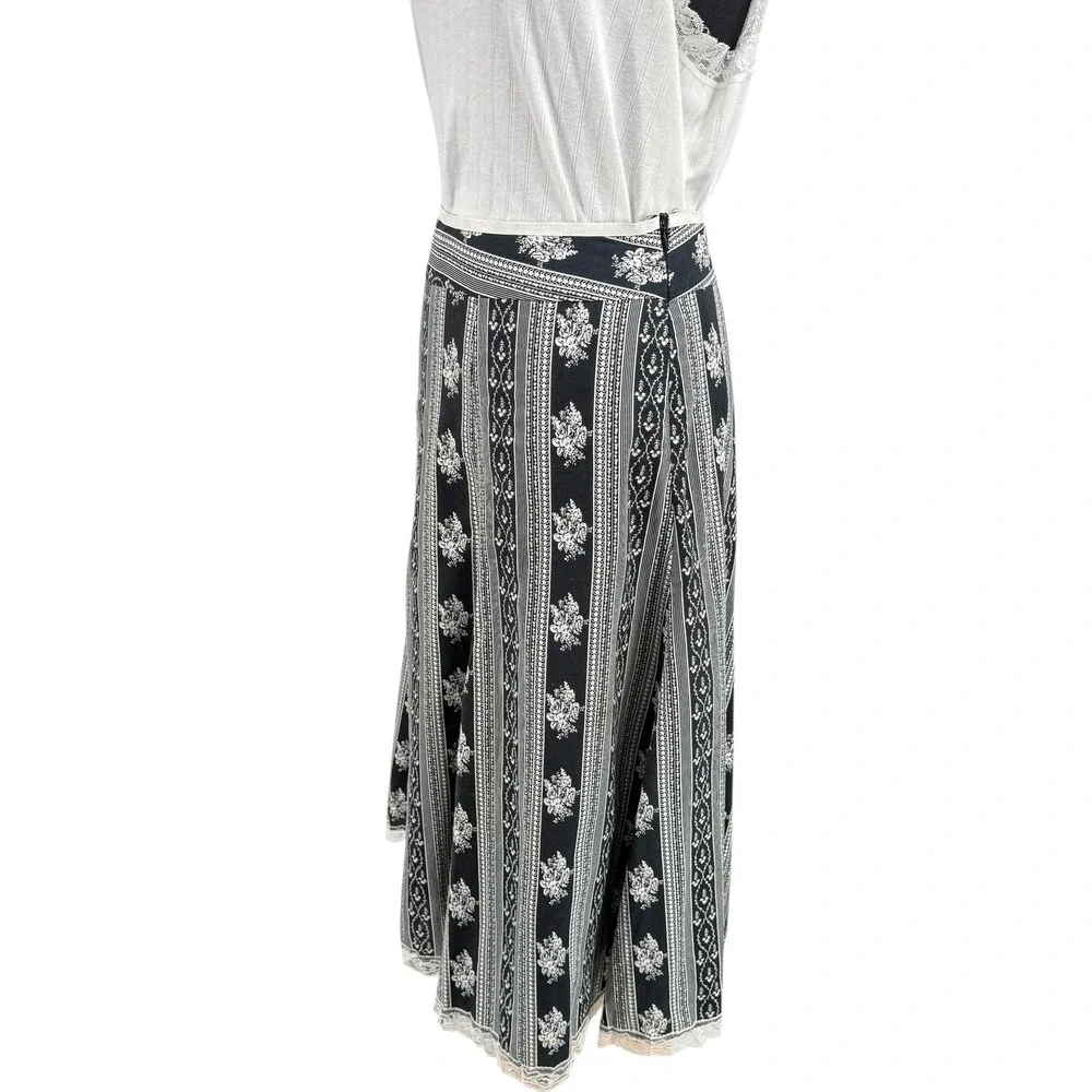 Baranda Women's Skirt‎ Vintage Milkmaid Striped Floral Lace Trim WhimsyGoth 10